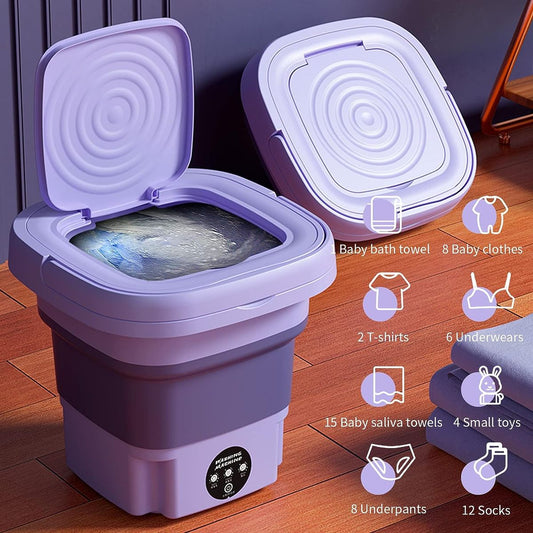 Portable Foldable Mini Washing Machine – Compact Laundry Washer for Travel, Baby Clothes & Small Loads