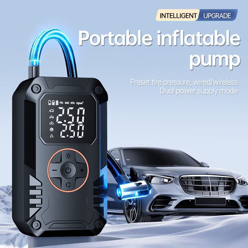 Portable Digital Tire Inflator Air Compressor – 150 PSI Wireless Electric Air Pump with LED Display, USB Rechargeable for Car, Bike, Motorcycle & Sports Balls