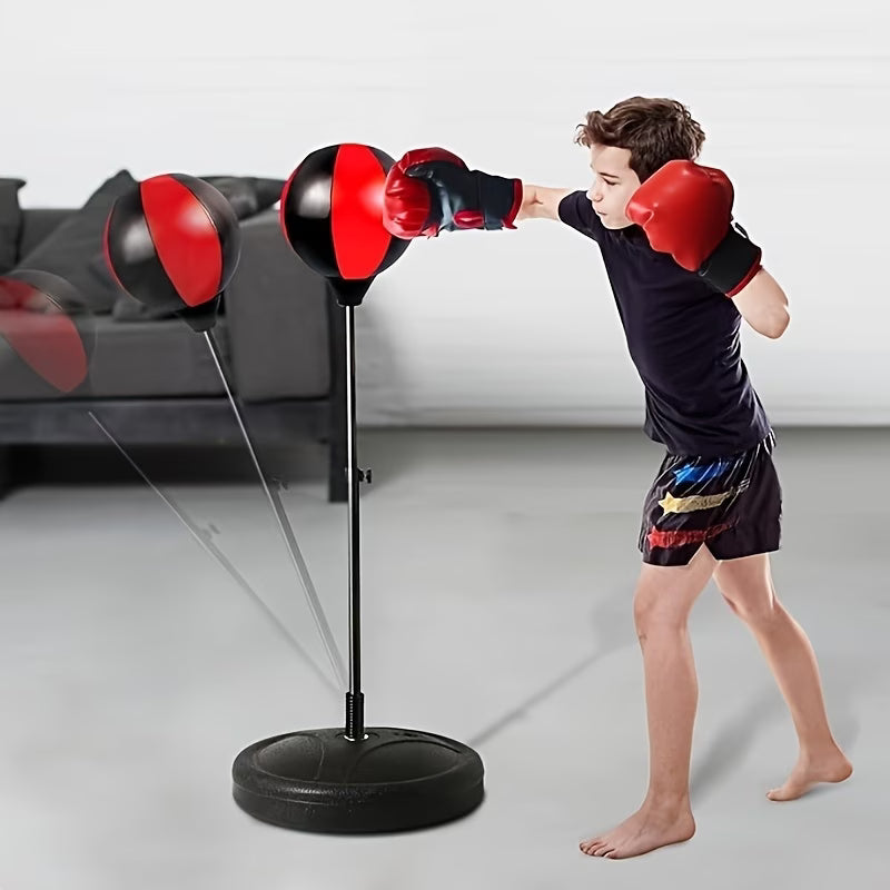 Kids Freestanding Boxing Punching Ball Set with Adjustable Stand, Gloves & Air Pump – Indoor Boxing Training Toy for Boys & Girls