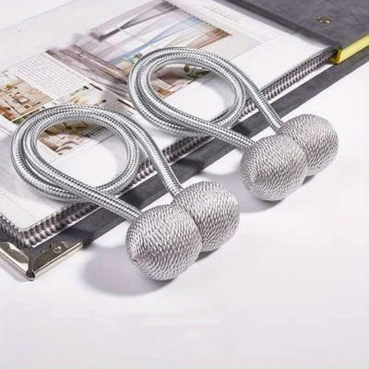 Magnetic Curtain Tiebacks | Modern No-Drill Curtain Holdbacks | Decorative Rope Curtain Tie Backs for Home & Office