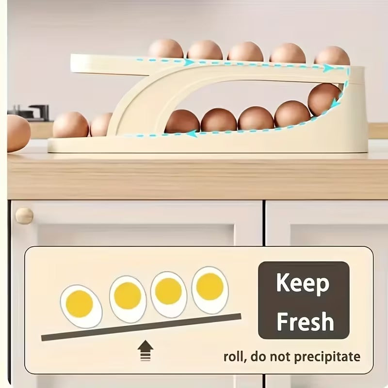 Automatic Rolling Egg Holder – Space Saving Fridge Egg Organizer