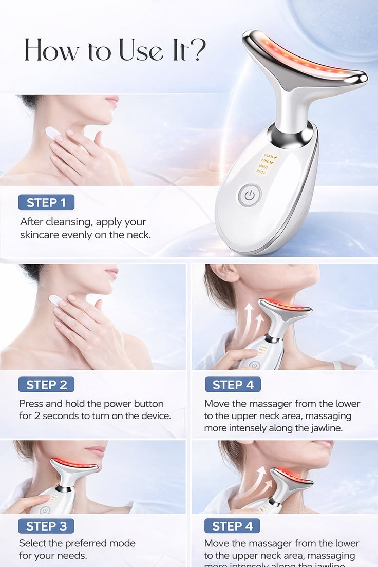 4-in-1 Neck & Face Lifting Massager – EMS Heating Anti-Wrinkle Skin Tightening Device