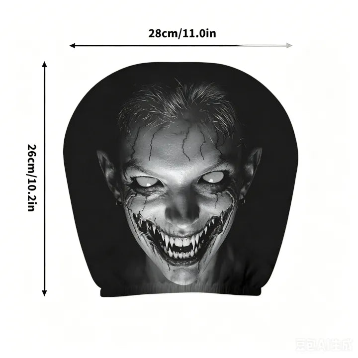 2PCs Scary Car Headrest Cover Horror Face Seat Protector