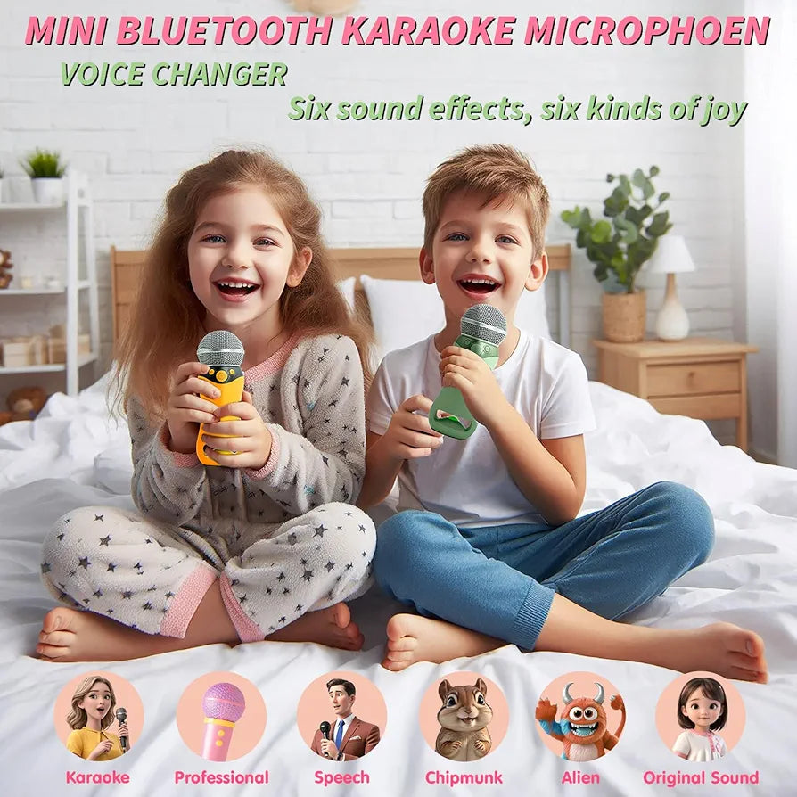 Portable Bluetooth Karaoke Microphone for Kids & Adults – Wireless Singing Mic with Built-in Speaker, Green