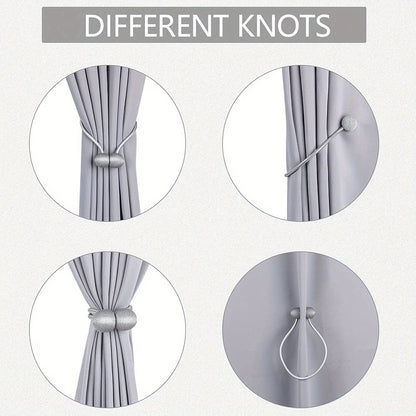 Magnetic Curtain Tiebacks | Modern No-Drill Curtain Holdbacks | Decorative Rope Curtain Tie Backs for Home & Office