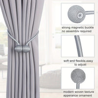 Magnetic Curtain Tiebacks | Modern No-Drill Curtain Holdbacks | Decorative Rope Curtain Tie Backs for Home & Office