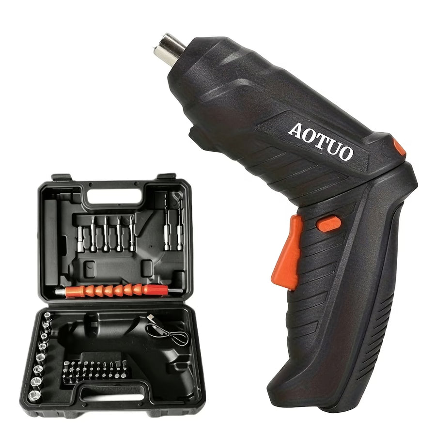 Cordless Electric Screwdriver Set 47-in-1 with LED Light, 180° Rotating Dual-Position Handle & Screwdriver Bits for Home Repair and DIY