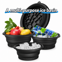 Collapsible Ice Basin with Built-In Ice Maker – Folding Portable Wash Tub & Ice Bucket