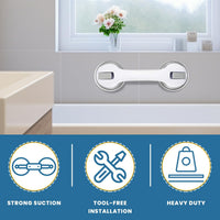 Non-Slip Large Shower Handle For Bathroom, Punch-Free Traceless Glass Suction Handle, Powerful Suction Grip