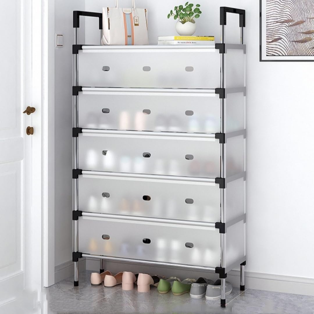 🗄️ 5-Layer Foldable Shoe Rack Organizer with Dust Cover