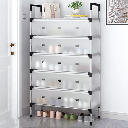 🗄️ 5-Layer Foldable Shoe Rack Organizer with Dust Cover