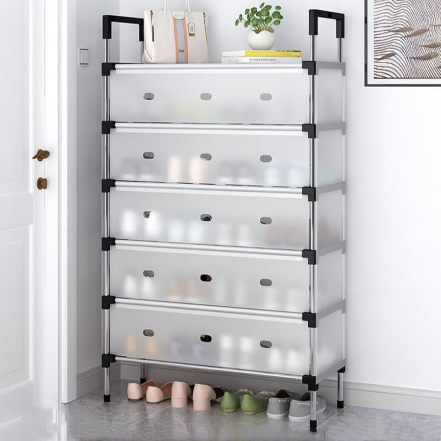 🗄️ 5-Layer Foldable Shoe Rack Organizer with Dust Cover