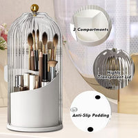 Rotating Makeup Brush Holder with Transparent Dustproof Lid – 360° Cosmetic Organizer for Makeup Brushes, Lipsticks & Beauty Accessories**