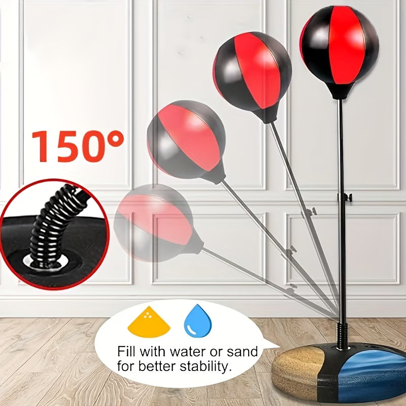 Kids Freestanding Boxing Punching Ball Set with Adjustable Stand, Gloves & Air Pump – Indoor Boxing Training Toy for Boys & Girls