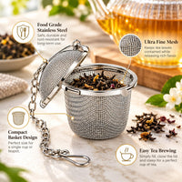 Stainless Steel Tea Infuser with Chain | Reusable Loose Leaf Tea Strainer & Herbal Tea Filter