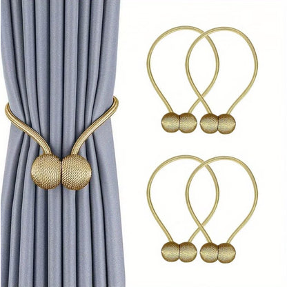 Magnetic Curtain Tiebacks | Modern No-Drill Curtain Holdbacks | Decorative Rope Curtain Tie Backs for Home & Office