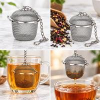 Stainless Steel Tea Infuser with Chain | Reusable Loose Leaf Tea Strainer & Herbal Tea Filter