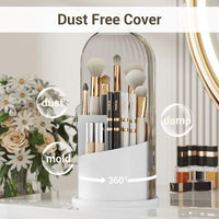 Rotating Makeup Brush Holder with Transparent Dustproof Lid – 360° Cosmetic Organizer for Makeup Brushes, Lipsticks & Beauty Accessories**