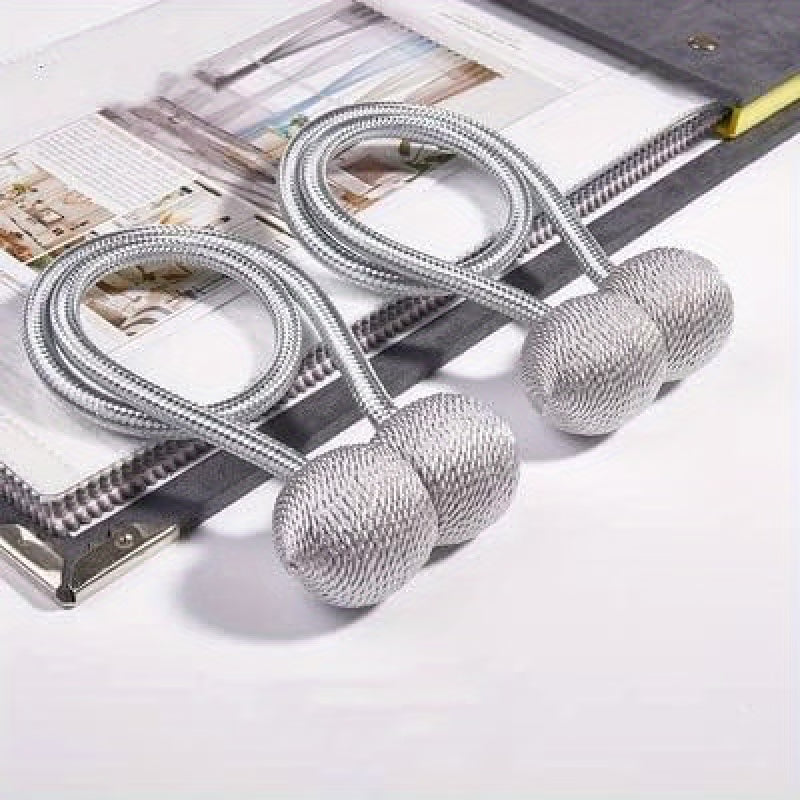 Magnetic Curtain Tiebacks | Modern No-Drill Curtain Holdbacks | Decorative Rope Curtain Tie Backs for Home & Office