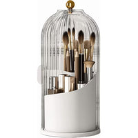Rotating Makeup Brush Holder with Transparent Dustproof Lid – 360° Cosmetic Organizer for Makeup Brushes, Lipsticks & Beauty Accessories**