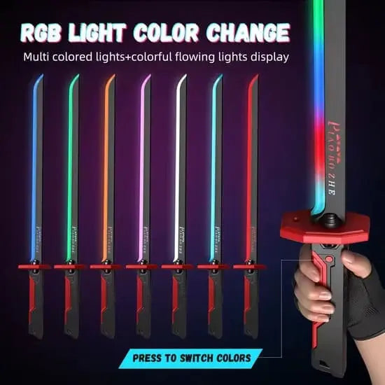 LED Light Up Toy Sword with Mist Spray & Sound Effects – Rechargeable Glowing Lightsaber for Kids | Cosplay & Role Play Toy