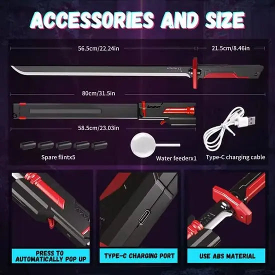 LED Light Up Toy Sword with Mist Spray & Sound Effects – Rechargeable Glowing Lightsaber for Kids | Cosplay & Role Play Toy