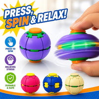 Press to Spin Transforming Fidget Spinner Ball – Shape Shifting Stress Relief Desk Toy, 2-in-1 Spinner & Fidget Toy for Kids & Adults