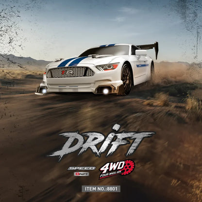 1:24 High-Speed RC Racing Drift Car Set – LED Lights, Rechargeable 3.7V Battery, Spare Tires & Road Cones