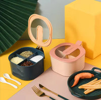4 Grid Spice Box with Lid & Spoons – Kitchen Masala Storage Container Organizer
