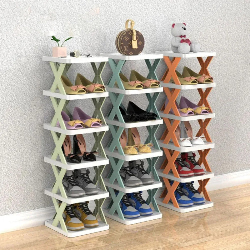 🗄️ Foldable 5-Tier X-Shape Shoe Rack Organizer with Top Shelf