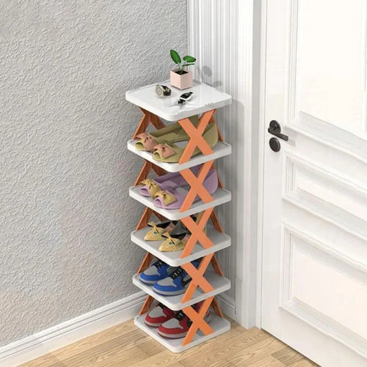🗄️ Foldable 5-Tier X-Shape Shoe Rack Organizer with Top Shelf