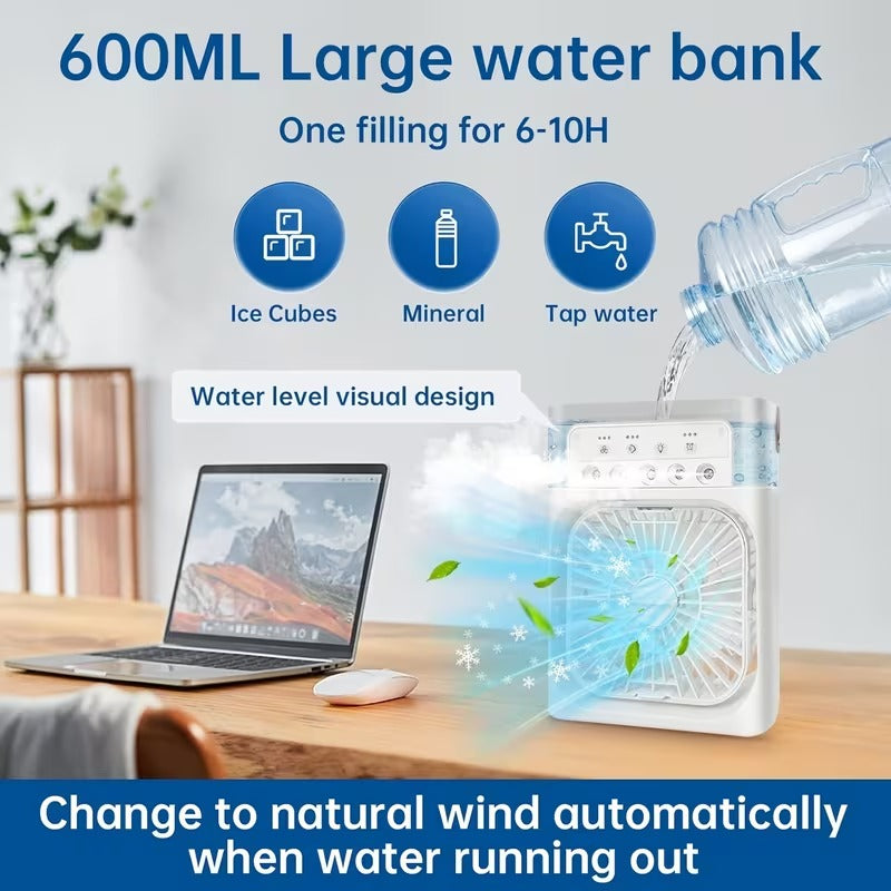 Portable Air Cooler Fan with Water Tank – Mini AC with 5 Spray Modes