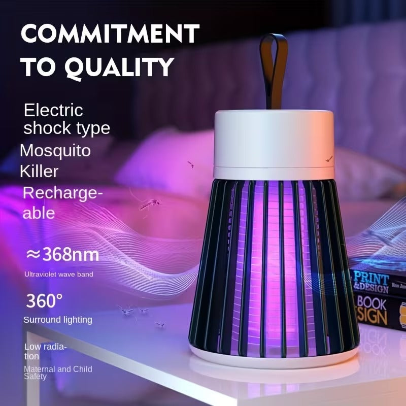 360° Electric Mosquito Killer Lamp with UV Light – USB Rechargeable Silent Bug Zapper Night Lamp