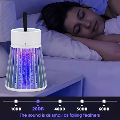 360° Electric Mosquito Killer Lamp with UV Light – USB Rechargeable Silent Bug Zapper Night Lamp