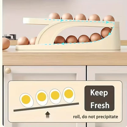 Automatic Rolling Egg Holder – Space Saving Fridge Egg Organizer