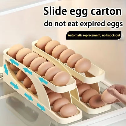 Automatic Rolling Egg Holder – Space Saving Fridge Egg Organizer
