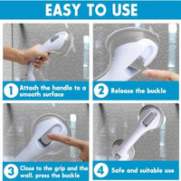 Non-Slip Large Shower Handle For Bathroom, Punch-Free Traceless Glass Suction Handle, Powerful Suction Grip