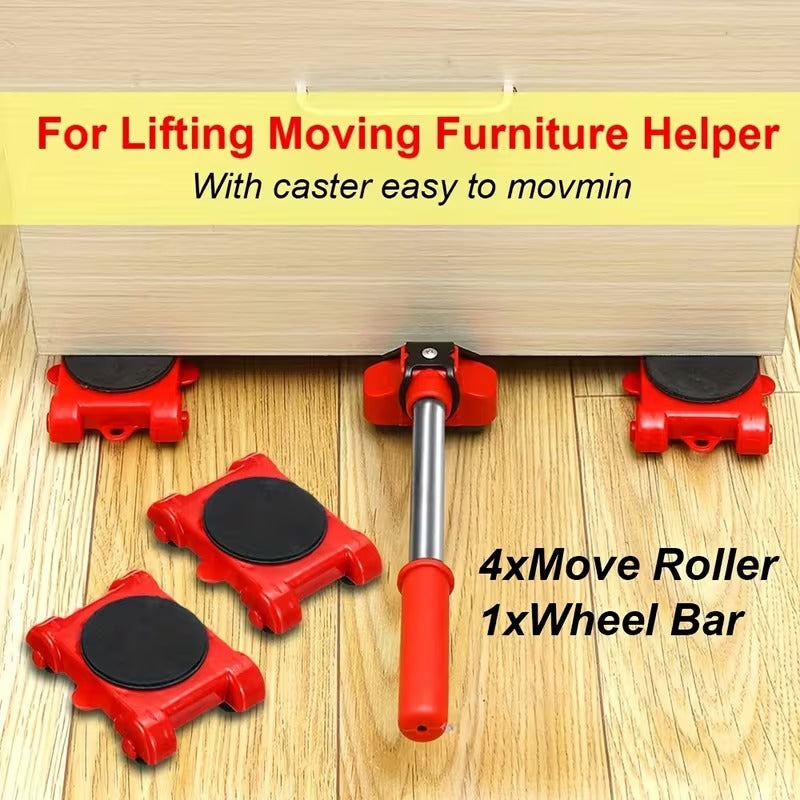 5PCS Furniture Moving Tool Set – Heavy Duty Lifter & Roller Sliders