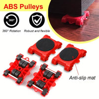 5PCS Furniture Moving Tool Set – Heavy Duty Lifter & Roller Sliders