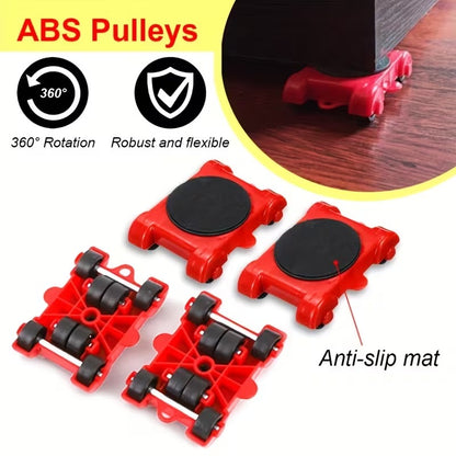 5PCS Furniture Moving Tool Set – Heavy Duty Lifter & Roller Sliders