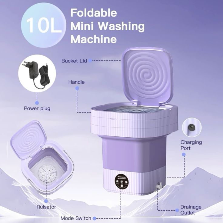 Portable Foldable Mini Washing Machine – Compact Laundry Washer for Travel, Baby Clothes & Small Loads