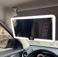 LED Car Sun Visor Vanity Mirror with Rechargeable Touch Light | USB Rechargeable Makeup Mirror for Car
