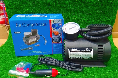 12V DC Portable Air Compressor 300 PSI Car Tyre Inflator with Pressure Gauge