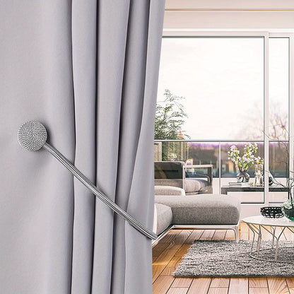 Magnetic Curtain Tiebacks | Modern No-Drill Curtain Holdbacks | Decorative Rope Curtain Tie Backs for Home & Office
