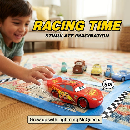 Disney Pixar Cars Lightning McQueen Pull Back Friction Car – Red #95 Rust-Eze Toy Vehicle for Kids
