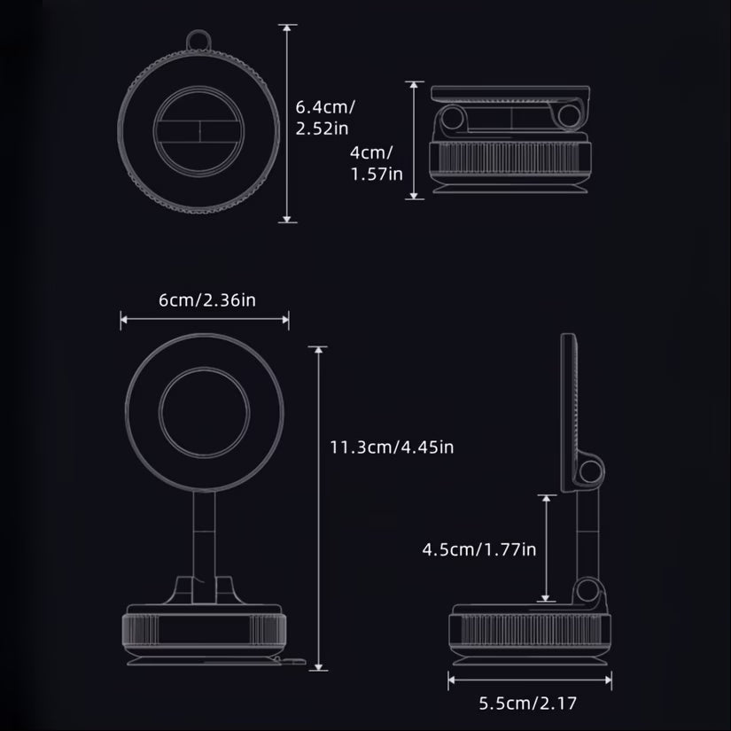 360° Magnetic Foldable Phone Holder with Wireless Charging Base – Adjustable Desktop & Car Mount Stand for iPhone & Android