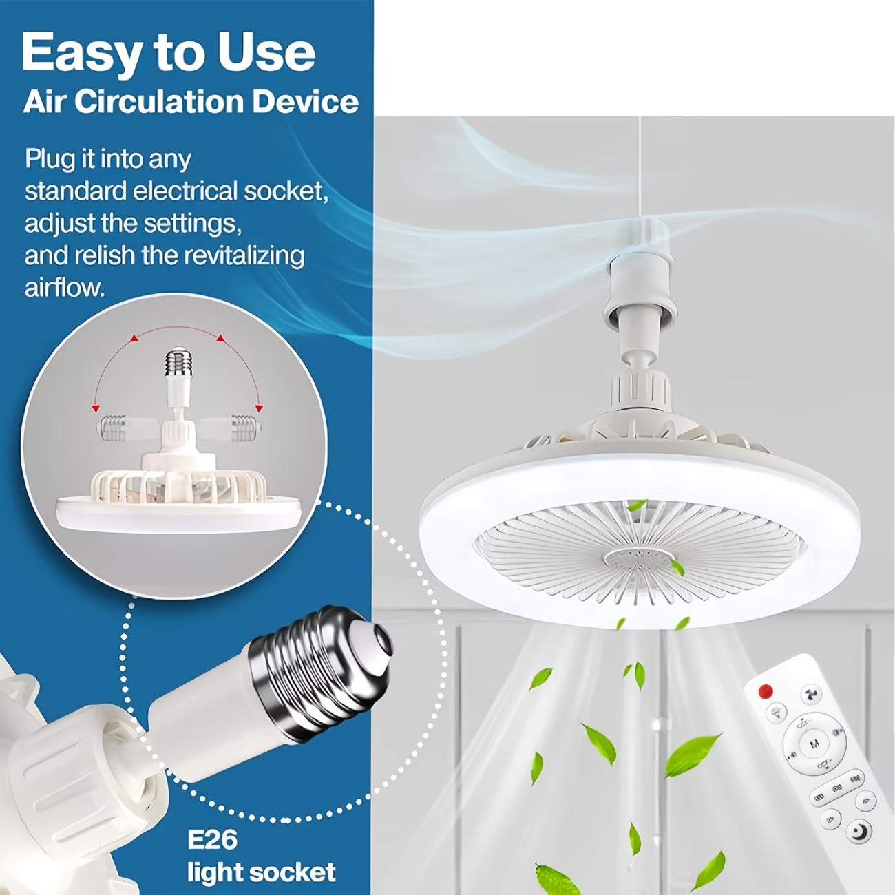 LED Ceiling Fan with Light & Remote Control – Modern Flush Mount Ceiling Fan Light, Quiet Low Profile Fan, Dimmable LED Lamp for Bedroom, Living Room & Kitchen