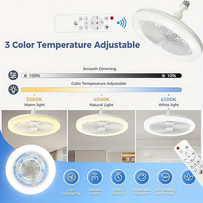 LED Ceiling Fan with Light & Remote Control – Modern Flush Mount Ceiling Fan Light, Quiet Low Profile Fan, Dimmable LED Lamp for Bedroom, Living Room & Kitchen