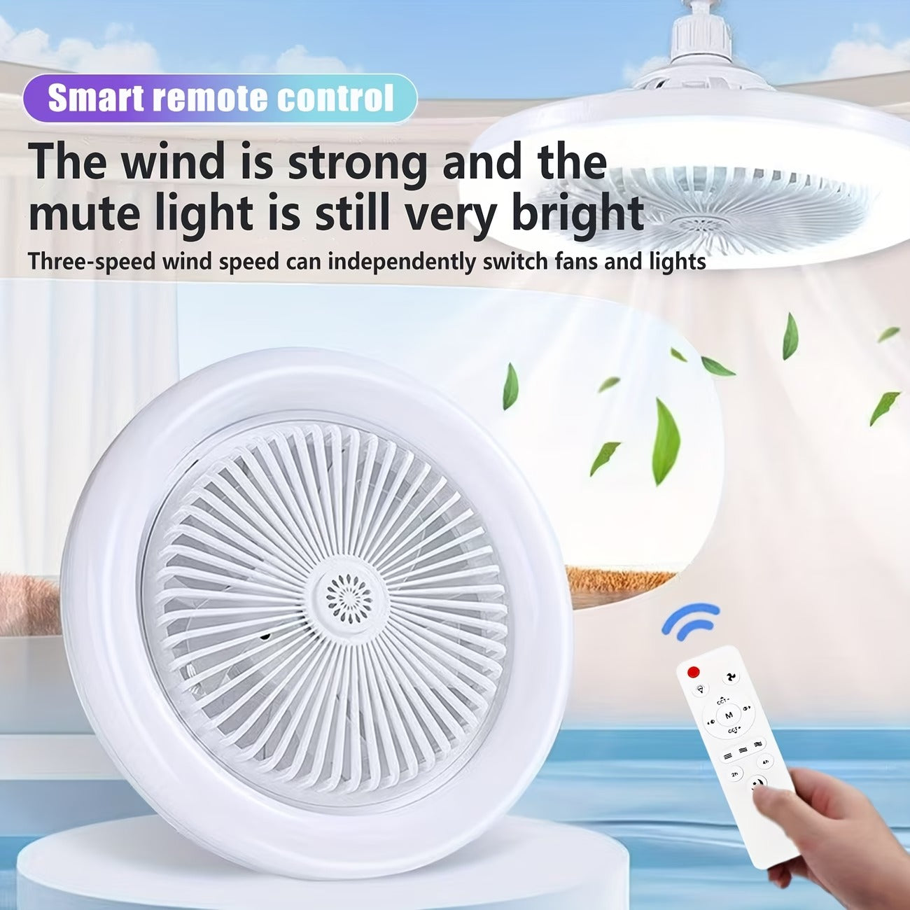 LED Ceiling Fan with Light & Remote Control – Modern Flush Mount Ceiling Fan Light, Quiet Low Profile Fan, Dimmable LED Lamp for Bedroom, Living Room & Kitchen