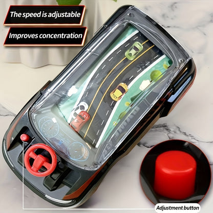 Kids Handheld Car Racing Arcade Game Console Toy with Steering Wheel & Adjustable Speed - Portable Driving Simulator Gaming Device